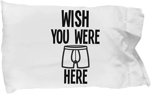 Ashton Books-n-Things Funda de almohada de larga distancia para novia con texto en inglés "Wish You were Here with My Cock"