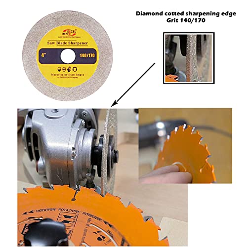 Image of Excel Impex Sharpening Blade for Wood Saw Blades and Tungsten Carbide Tipped Tools Like Drill bits- 4 inches Dia, Grit:140 /170