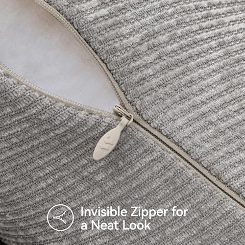 Image of a moment Pack of 2 Decorative Chenille Throw Pillow Covers with Twill Cushion Covers for Sofa Living Room Couch Bed 18x18 Inch Grey