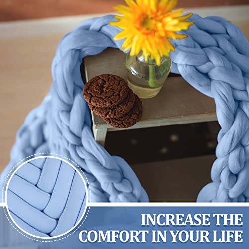 4 Skeins Arm Knitting Yarns 8.8Lbs Washable Giant Wool Yarn Bulk Thick Cotton Tube Chunky Knit Yarn For Hand Knitting Blanket Crochet Craft Pet Diy Pillow Bed (Light Blue) #TOP3