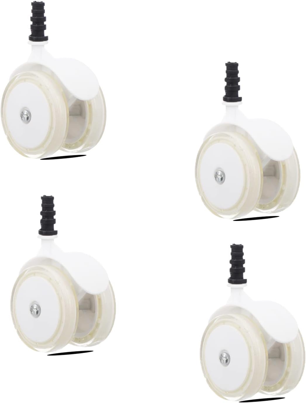Baby Walker Wheels Replacement Parts, 2'' Plastic Rubber Wheels Casters, Removable, Safe for All Floors,Set of 4 (White)