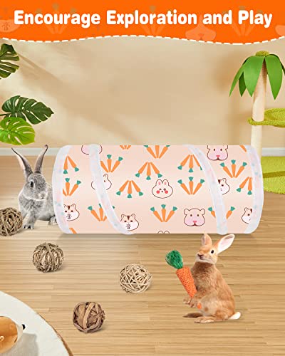 Bonjin Bunny Tunnel With Rolling Chew Toys,Collapsible Rabbit Hideout Tube With Chew Toys For Teeth Grinding Small Animal Activity Tunnel Hideaway For Rabbit Bunny Guinea Pig Chinchilla Ferret Gerbil #TOP3