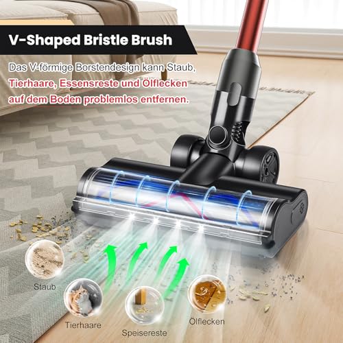 Ersatzkopf für Dyson V6 DC58 DC59 DC61 DC62 DC72 DC74 Akku-Staubsauger, V-förmige Turbo-Borsten-Rollbürste mit LED-Scheinwerfer, geeignet für Hartholzböden und Teppiche