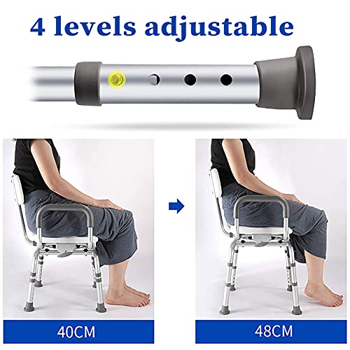 Taburete de ducha giratorio, asiento de baño ajustable con brazos, diseño antideslizante impermeable, carga máxima de 180 kg para mayor seguridad
