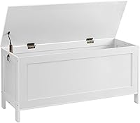 HOOBRO Retro White Toy Storage Chest Bench with Safety Hinge, 220lb Entryway Organizer, 39.4x15.7x18.9in Easy Assembly
