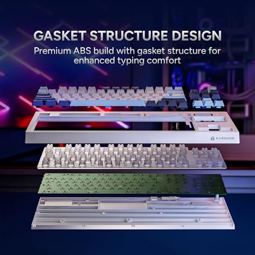 Image of KARNAGE by EVM Visage RGB Backlit Wireless Gaming Keyboard [84 Keys] Triple Mode BT 5.0, 2.4GHz & USB-C | Semi- Mechanical | Volume Knob & Display | 2000mAh | Win & Mac | 2 Year Warranty | Black