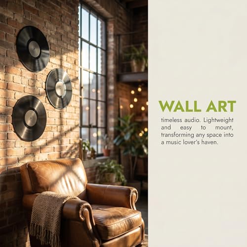 Discos de vinilo decorativos Mipcase de plástico negro para pared de cafetería 4