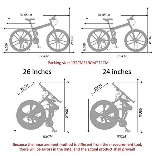 WENHAO Klappendes Erwachsene Fahrrad, 24-Zoll-Dual-Shock-Absorption Off-Road Racing, 21.12.27.30 Geschwindigkeit optional, abschließbare U-förmige Vordergabel, 4 Farben, einschließlich Geschenke – Bild 8