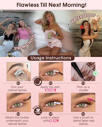 Image of Goddvenus Brown Wispy Lash Clusters Kit Natural Cluster Eyelash Extensions Kit False Eyelashes Clusters Fluffy DIY Individual Lash Extensions Kit C Curl