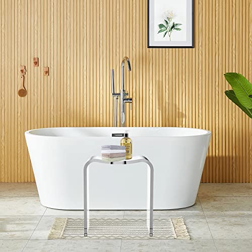 FansaFurn Acrylic Shower Stool, Modern Shower Bench with Curved Seat & Water Leaking Hole, Shower Stool for Inside Shower with Anti-Skip Feet & 300LBS Weight Capacity