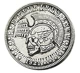 Skull Roman Gladiator Colosseum Rome Empire Helmet Soldier Skeleton Legion Legionary Copy 1921 U.S Hobo Morgan Coin Silver Plated Replica Commemorative