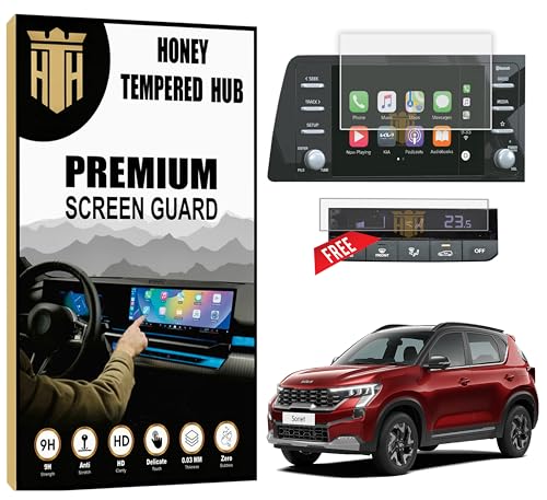 Image of Screen Protector For KIA SONET 2024-2026 FACELIFT - 8 INCH Infotainment + AC PANEL Guard / Sonet HTK HTK+ PLUS HTX / Anti Scratch / TouchScreen Accessory [Not Tempered Glass] (Sonet Facelift 8 inch)