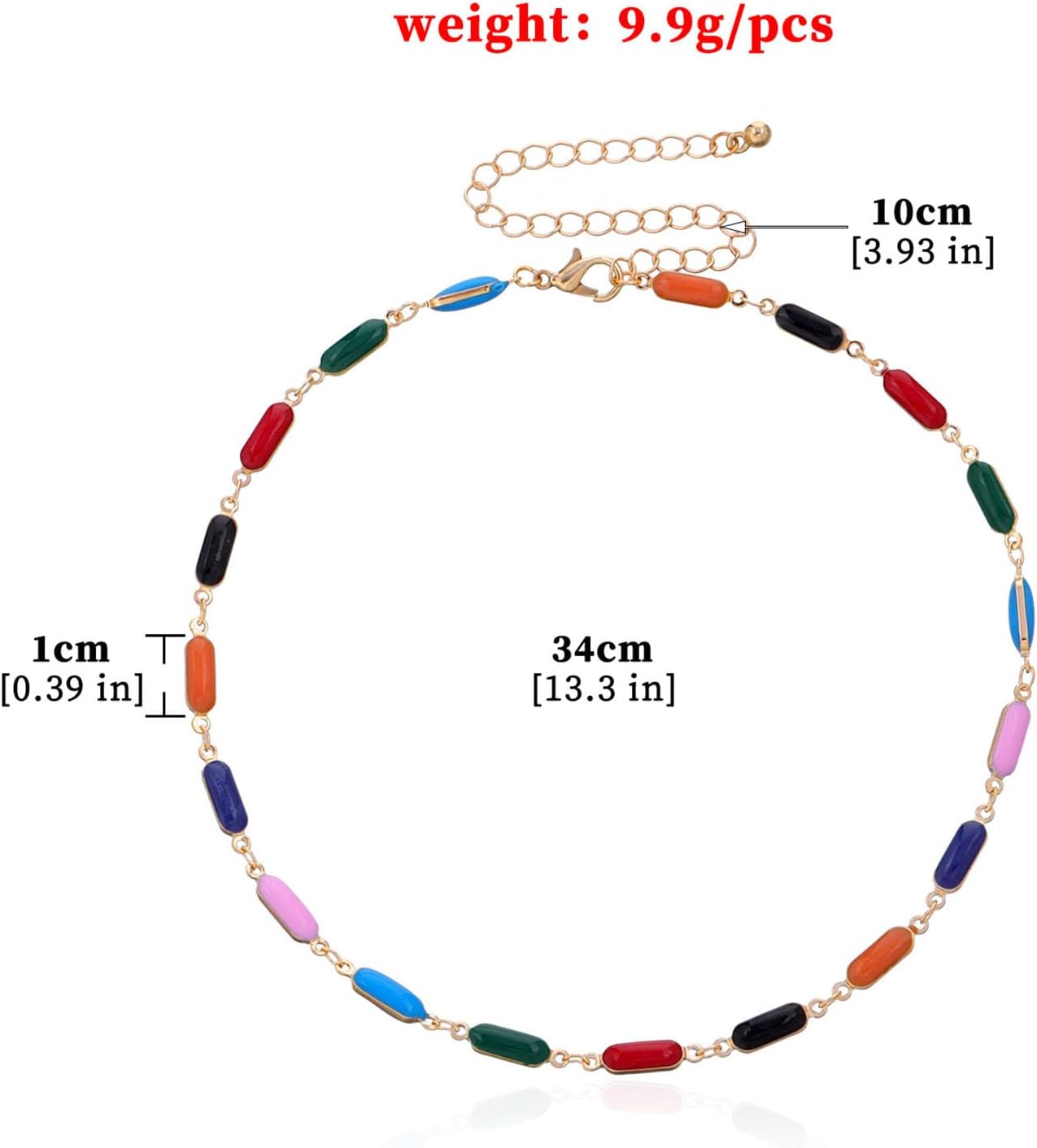 Andelaisi Vintage Colorful Gemstone Choker Necklace Rainbow Gemstone Necklace Choker Multiple Color Gem Bead Necklace Rainbow Choker Necklace Jewelry for Women - Image 5
