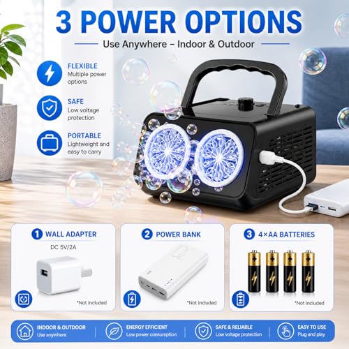 Bttyu Bubble Machine with Dual Fans,20000+ Bubbles Per Minute — view 2