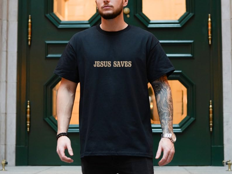 Aesthetic Jesus Saves Shirt Christian Apparel Brown Christian Shirt, Christian Streetwear Clothing Bible Verse Shirt2