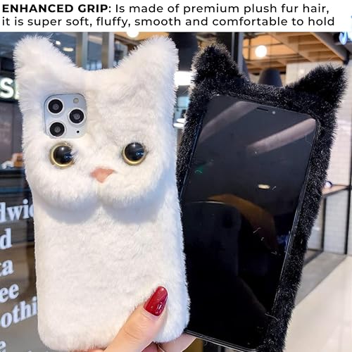 Image of Kraptick iPhone 16 Pro Case - Cute Animal Fur Design Phone Case - Thermoplastic Material Mobile Cover, Durable Protective Phone Cover, Stylish & Lightweight Apple Cover -(Black)