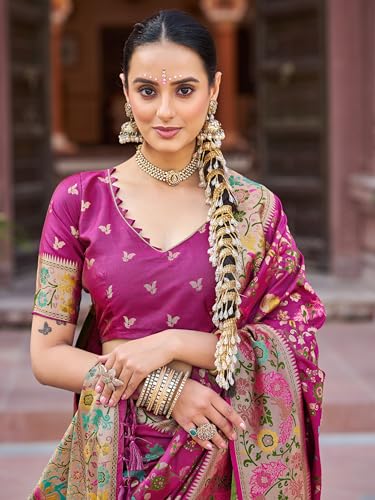 Image of SWORNOF Women's Kanjivaram Soft Silk Banarasi Sarees With Unstiched Blouse Piece