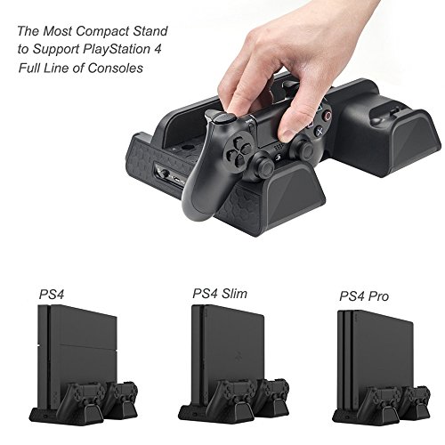 ElecGear Playstation 4 Refrigeración Soporte Vertical con Ventiladores, Estación de Carga de Mandos Charger Cargador con 12x Juego Stand para DualShock 4 Controller y PS4, PS4 Slim, PS4 Pro - imagen 2