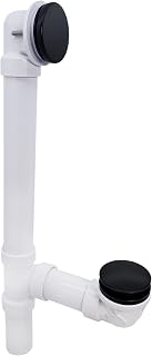 Westbrass 493244H-62 12" & 4" Bath Waste & Overflow Assembly with Tip-Toe Drain Plug and Illusionary Faceplate-SCH. 40 PVC Pipe, 1-Pack, Matte Black