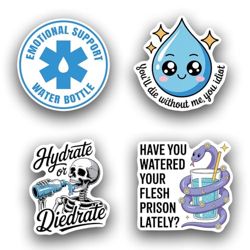 (Set of 4) Emotional Support Water Bottle Sticker, Have...