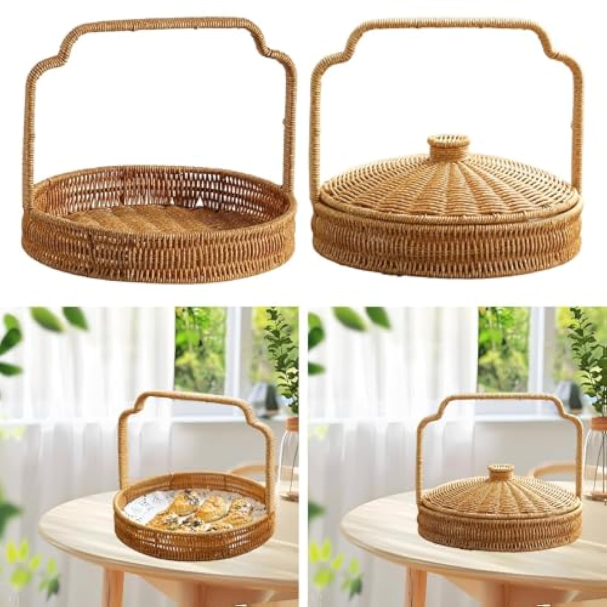Imitation Rattan Woven Fruit Bread Basket Serving Tray