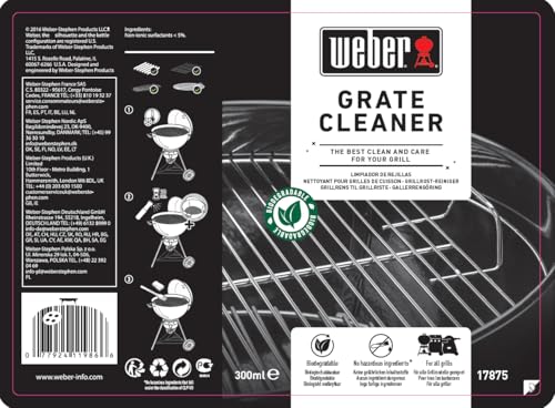 Weber Grillrost-Reiniger 300ml, feines Nebelspray, löst Fett- und Speisereste, biologisch abbaubar, Keine gefährlichen Inhaltsstoffe, für alle Grillmodelle geeignet (17875)