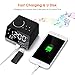 Hetyre 4.2 Inch Alarm Clock Radio, Bluetooth Speaker with Dual Snooze Clock USB Charging Port, AUX TF Card Play, Thermometer, Large Mirror LED Dimmable Display for Bedroom, Kitchen, Hotel, Table, Desk