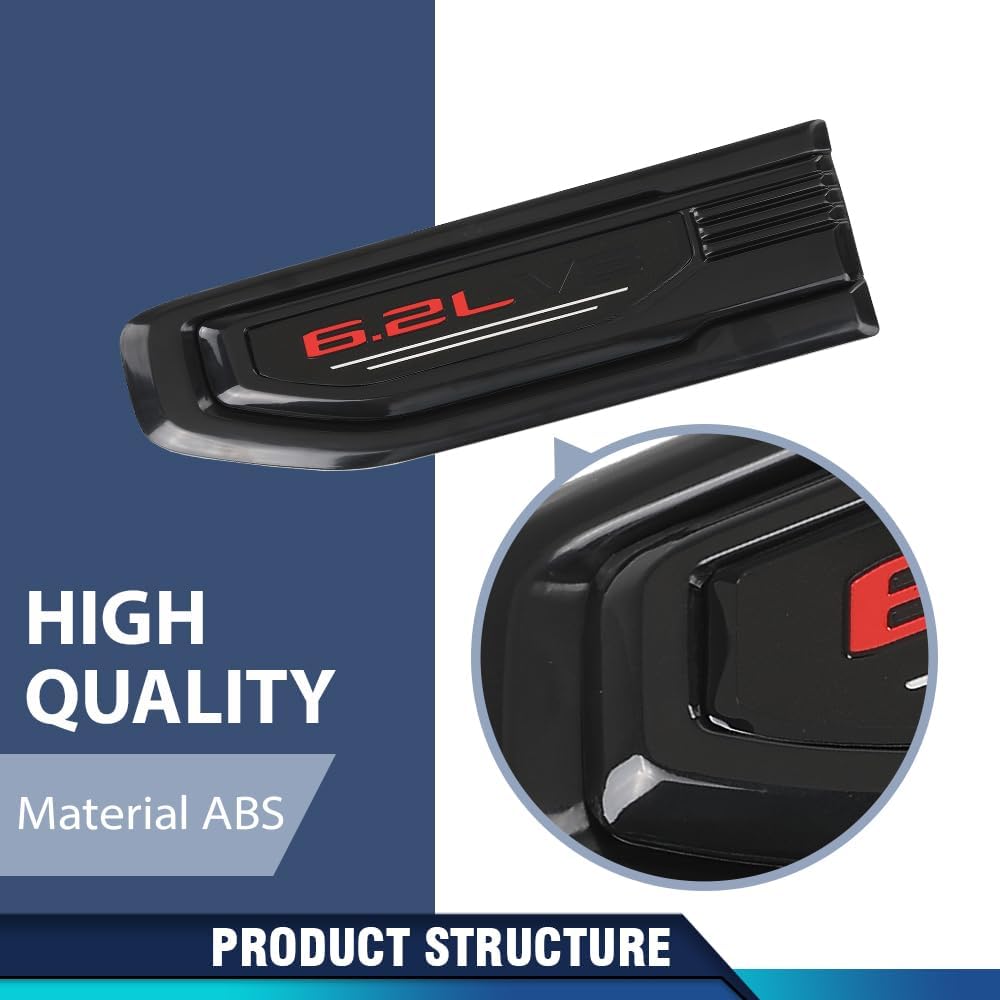 PIT66 Fender Vent Trim Kit Left and Right Black Compatible with GMC Sierra 1500 6.2L 2019-2025