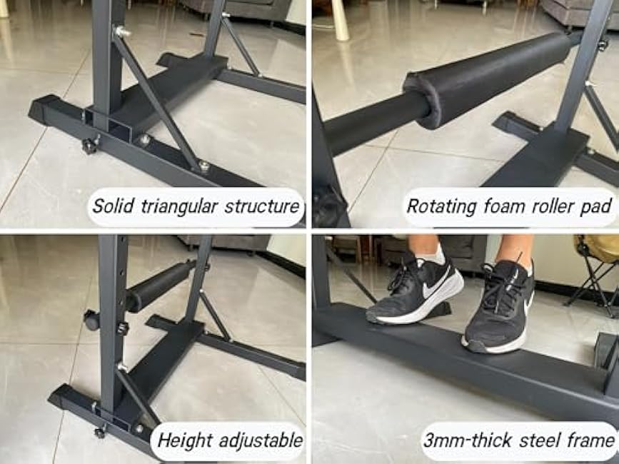 3-in-1 Dip Station, Bulgarian Split Squat & Calf Raise Stand with Heavy Duty Steel Frame | Home Gym Full Body Training Equipment