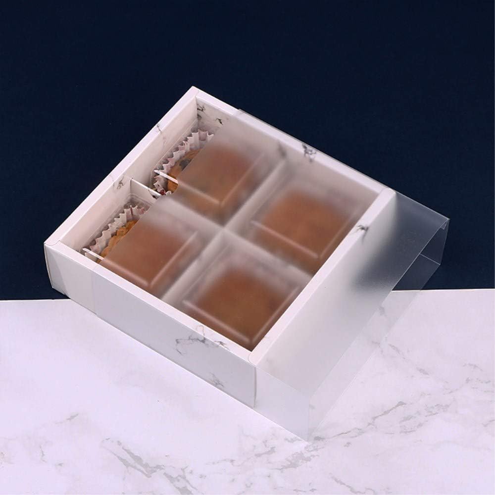 BBC Ins Marble Cake Box With Clear Lid, Gift Packaging Boxes For Moon Cake/Cookie/Candy/Soap, 6.3(L) x6.3(W) x2(H)", 10 Sets (4 Cavity)