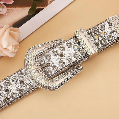 Men Women Rhinestone Belt Western Cowboy Sequins Diamond Belt Shiny Studded for Jeans4