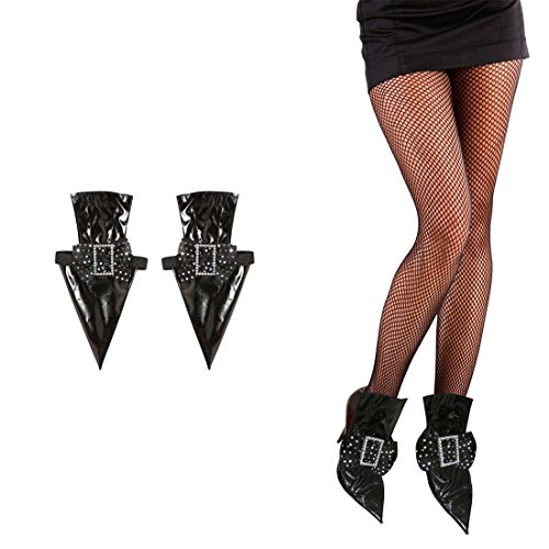 Amakando Capa de sapatos de bruxa com fivela, sapatos de bruxa, sapatos de couro, vampiro, gótico, sapatos pontiagudos, Halloween, bruxa