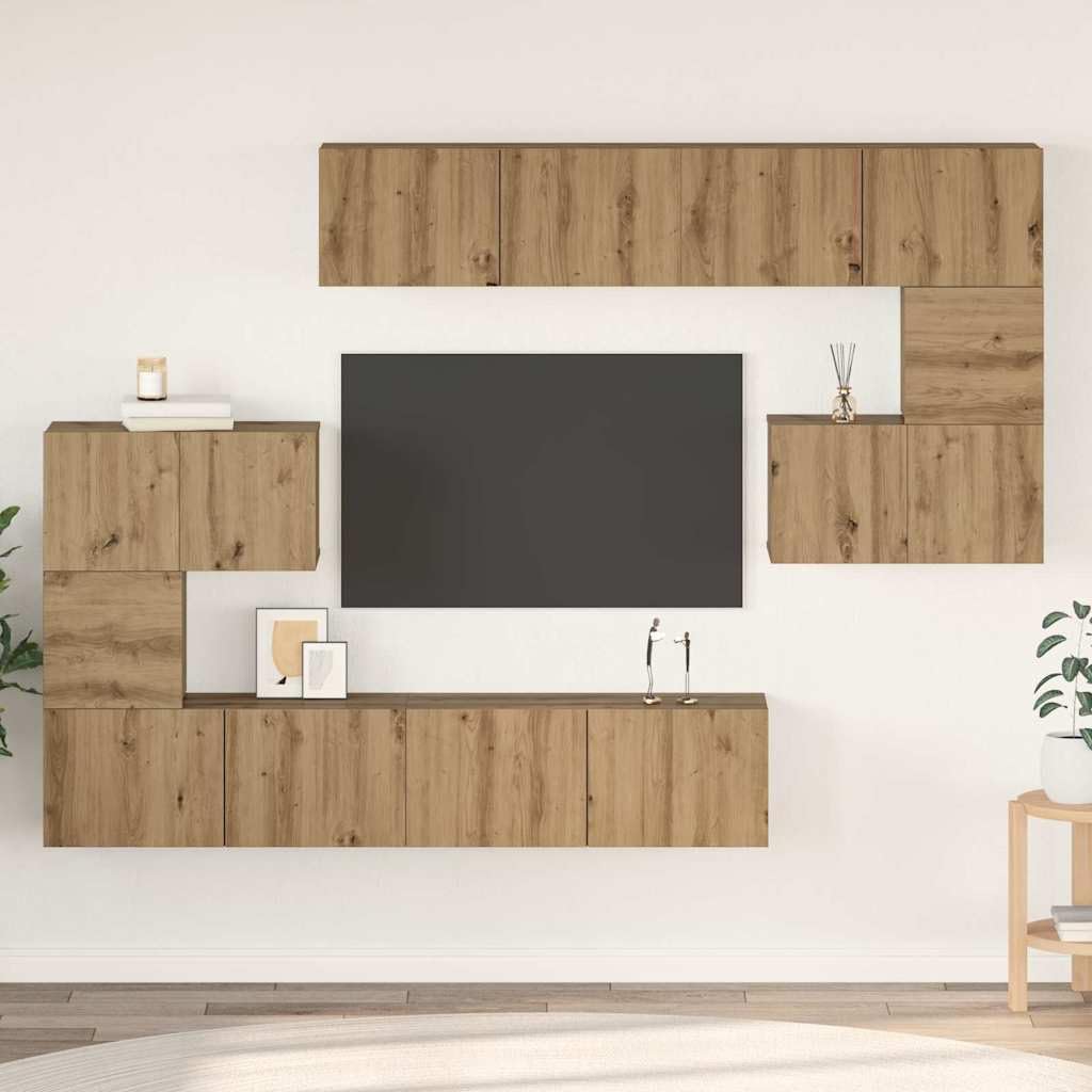 Hothingwell Szafka pod telewizor ścienny 8 sztuk drewna inżynieryjnego Chene Craft