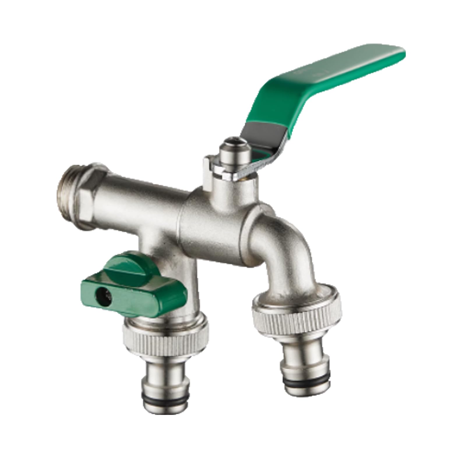Rubinetto Doppio Giardino Valvola A Sfera in Ottone Antigelo da 1/2 Pollice per Esterni, Autolavaggio, Irrigazione,Verde Cromo
