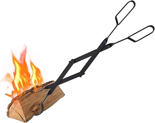 Pinzas para chimenea de 26 pulgadas, agarrador de troncos para interior y exterior, horno de leña para carbón, pinzas para fogata, parrilla,