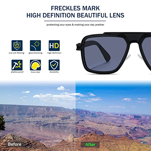 Image of Freckles Mark Trendy Retro Sunglasses for Men Women Stark Vintage Shades 70s Italian Fashion Square Metal Glasses