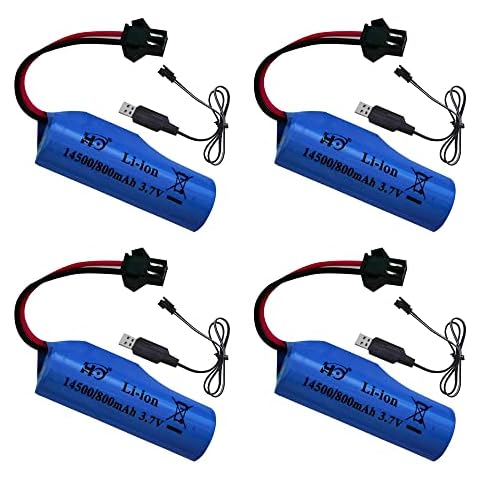 NAVESO 4 Stück 3.7V Wiederaufladbare 800mAh Lithium Lonen Batterien Cover