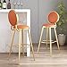 lirrebol Taburetes de Bar Naranja Juego de 2 Piezas Taburetes de Bar Desayuno Cocina Mostrador Bar Sillas PU Asiento de Cuero Patas de Metal Dorado