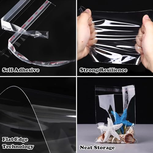 Zydiwo 300 Stück Transparente Cellophanbeutel Aufkleber Tasche Kleine Plastiktüte OPP für Konfetti Schmuck Geschenk Puppe (6 * 16cm)