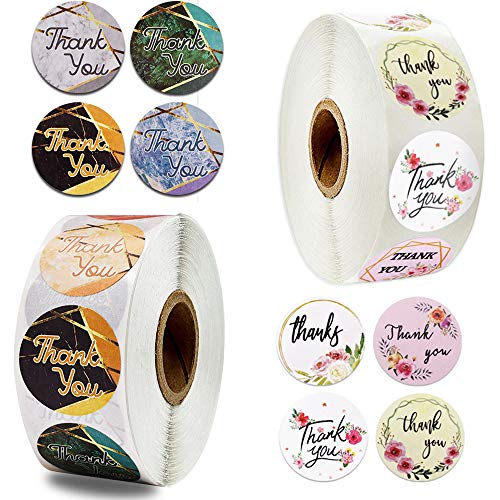 okdeals 1 Inch Thank You Stickers,1000pcs Self Adhesive Envelopes Stickers,Round Sealing Label Roll Paper Sticker for Boxs Gifts Containers
