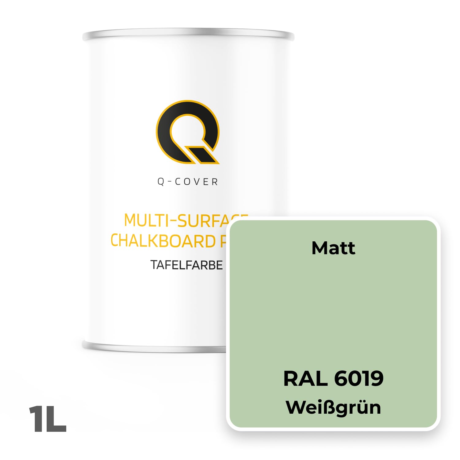 Tafelfarbe matt | Weißgrün RAL 6019 | 1L | Kreidefarbe für Möbel, Holz, Wände, Metall