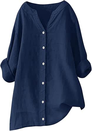 Sencei Women's Cotton Sleeveless V-Neck Button Down Top – Lightweight Summer Casual Wear