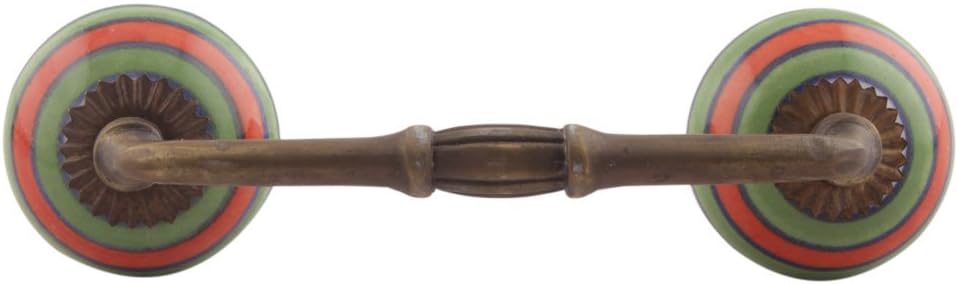Indian Shelf 4 Pack Ceramic Door Handles for Cabinets and Drawers Green Dresser Pulls for Door Antique Hardware 8" Hole to Hole -BH-548-LCK-149