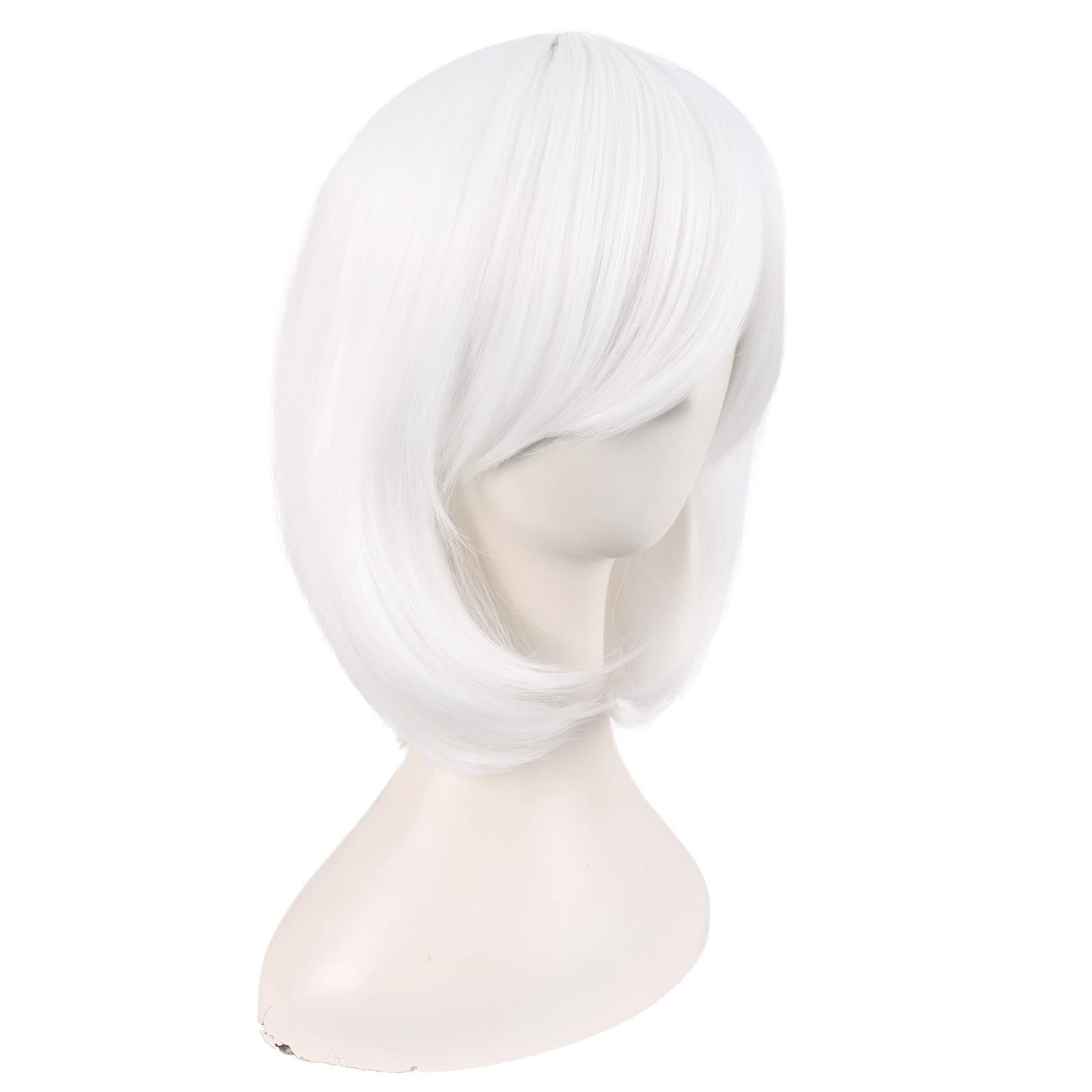 MapofBeauty 14 Inch /35 cm Female Models Medium Length Straight Hair Cosplay Bob Wig (White) - Image 2
