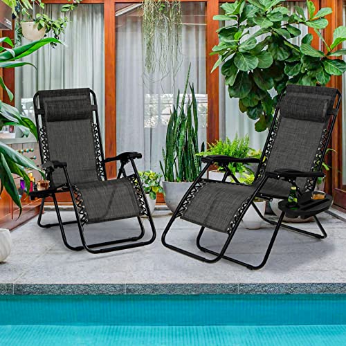 image for Goplus Zero Gravity Lounge Chairs, 160°Adjustable Folding Recliner w/