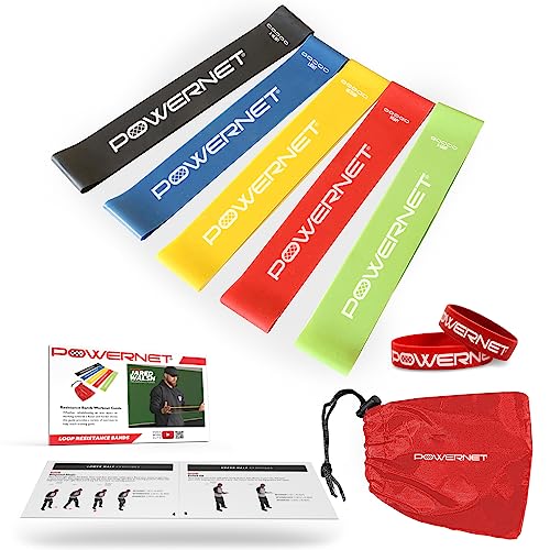 PowerNet Resistance Loop Exercise Bands, Color-Coded Progressive Resistance Bands, Workout