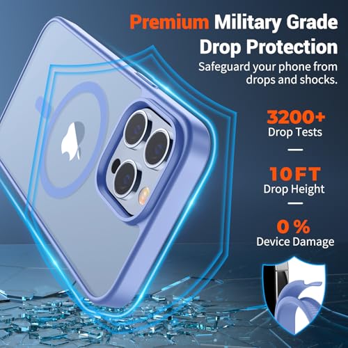 Image of SUPFINE Magnetic for iPhone 13 Pro Case (Compatible with MagSafe) (Military Grade Drop Protection) Slim Translucent Matte Shockproof with Anti-Fingerprint Phone Case,Blue Purple