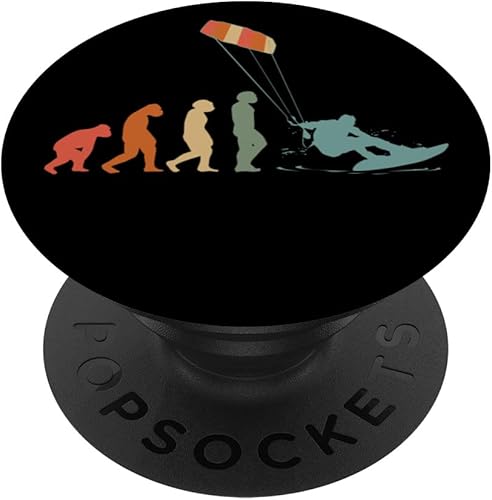 Kitesurfer Kiteboard Kitesurfing Evolution Vintage Kitesurf PopSockets Standard PopGrip