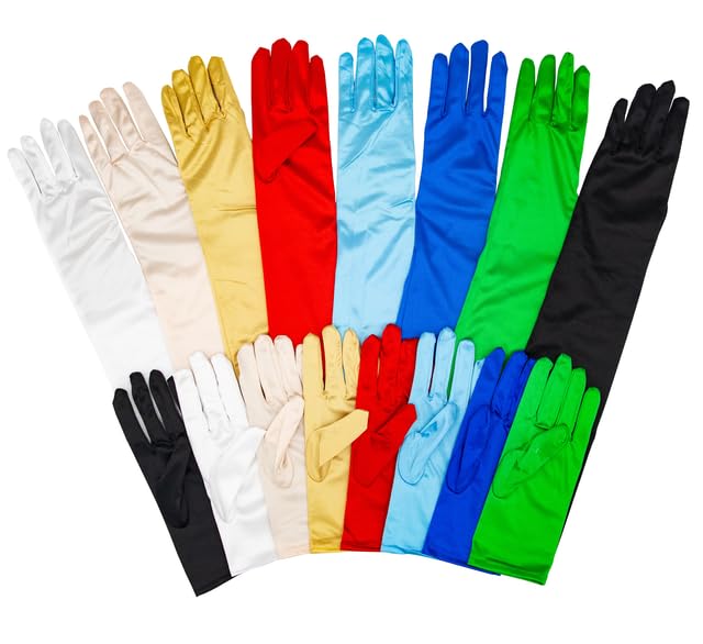 Barielle Satin Gloves Pair, Bridal Gloves, Wedding Fancy Dress, in 2 Lengths, Brief