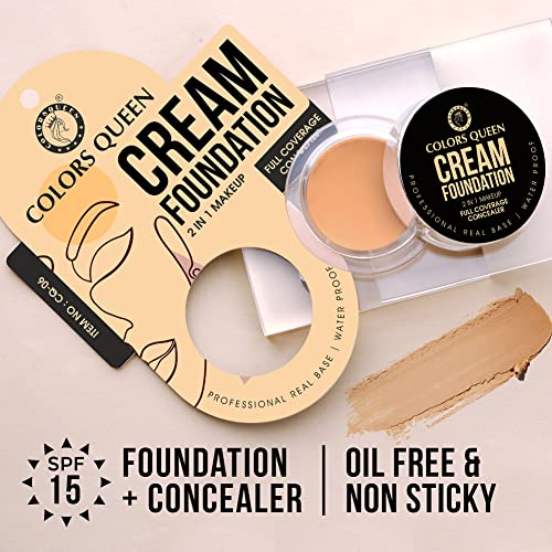 Image of Colors Queen Real Base 2 in 1 Cream Foundation & Concealer | Lightweight, Full Coverage concealer Foundation Matte Finish with SPF | Long Lasting for Face Makeup (626A)